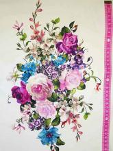 Baumwollstretch Satin -Blumen Bouquet- Print Designerstoff Stoffabschnitt 87cm x145cm