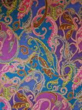 Baumwolle Paisley-Voile Allover Print Petrol-Heidelbeer-Pink Feinbatist