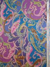 Baumwolle Paisley-Voile Allover Print Petrol-Heidelbeer-Pink Feinbatist